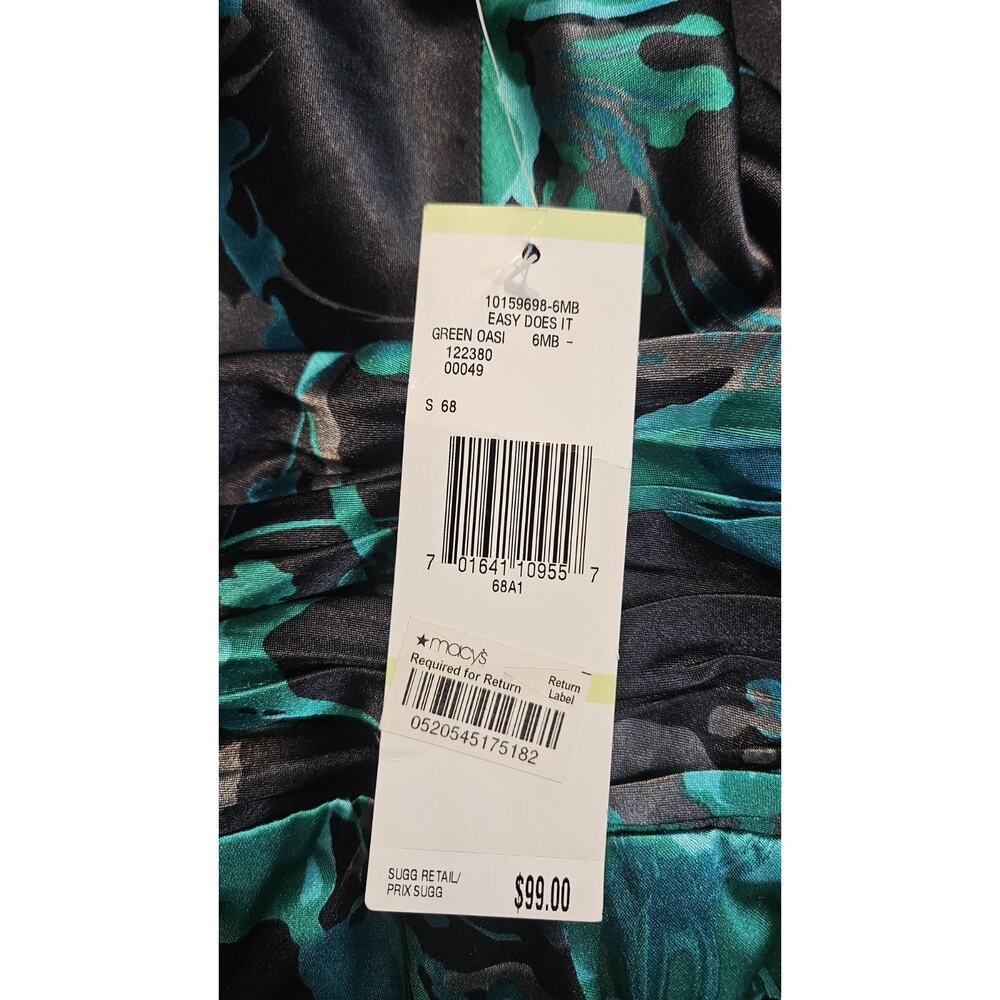 Evan Picone Dress V-Neck/Back Sleeveless Floral Ruching Back Zip Size 4 NEW READ - Picture 6 of 9